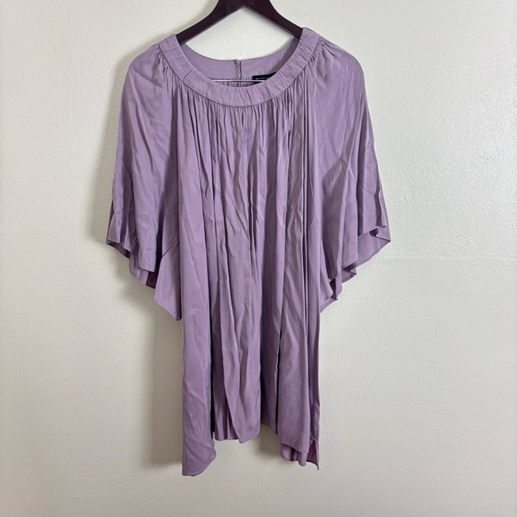 NWT Universal Standard Short Sleeve Shirred Neck Blouse Elderberry Womens Sz 3XL - Picture 6 of 8